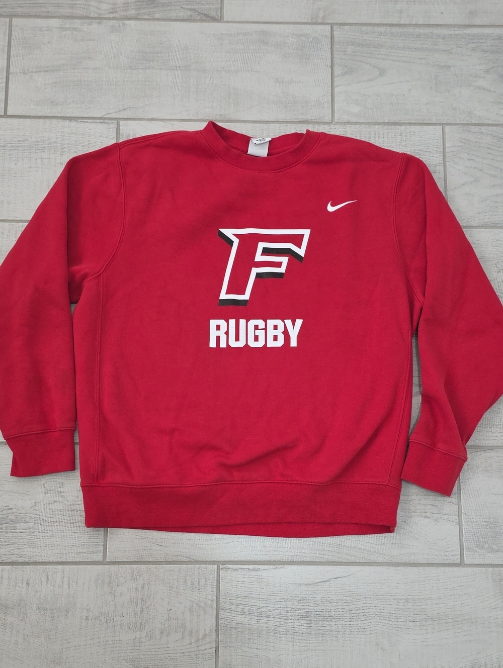 Nike Sweatshirt Rugby Classic Crew Neck Men's Size Large Red